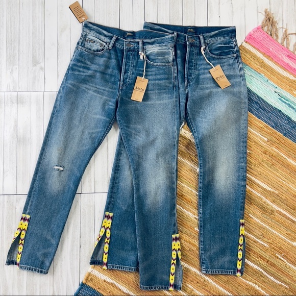 Polo by Ralph Lauren The Callen High Rise Slim Jean Beaded Split Hem - Picture 9 of 16